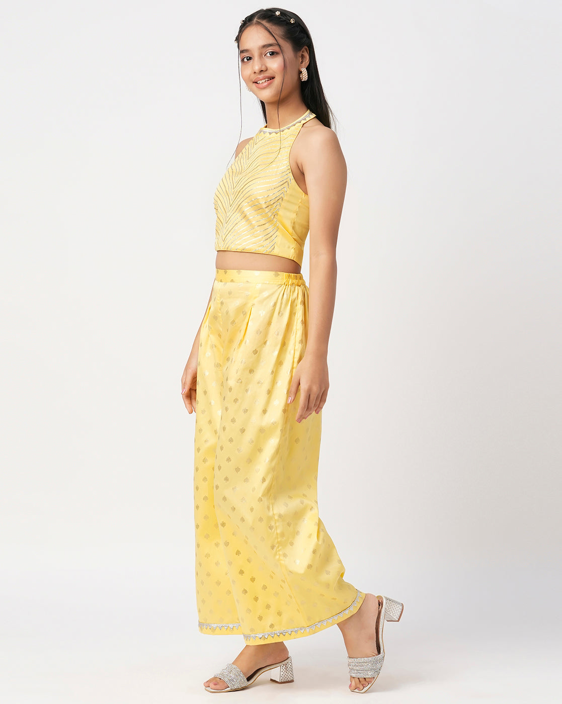 Mehfil yellow Co-ordinate set for Girls