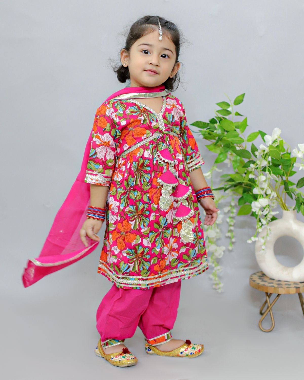 Bodhi Pink Alia cut flower printed top with afgani pants set