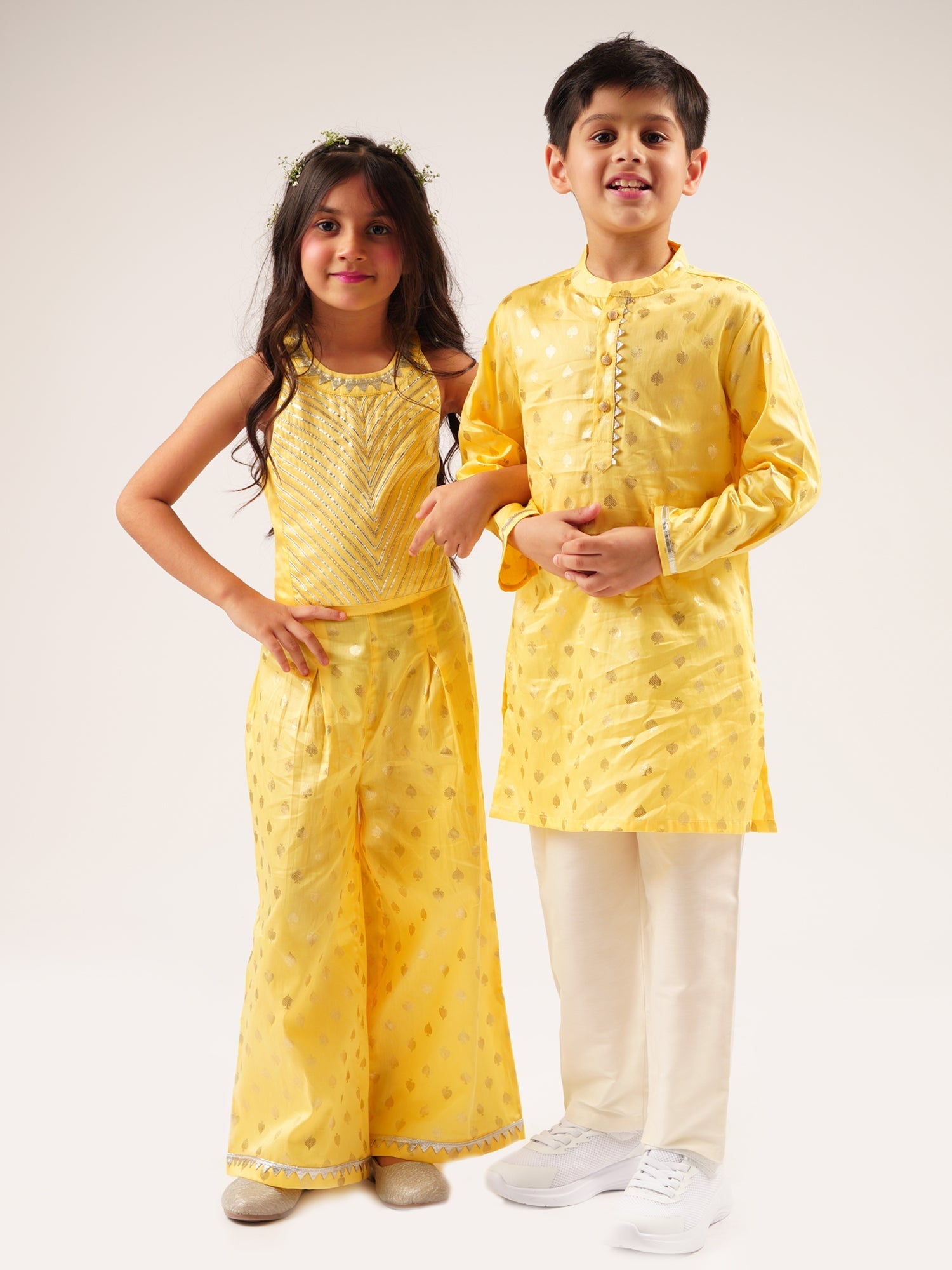 Mehfil yellow Co-ordinate set for Girls