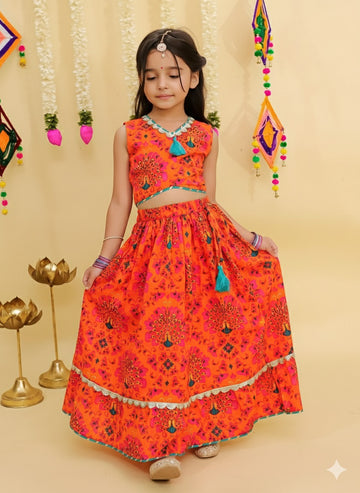 Inayat deep pink orange lehenga choli set