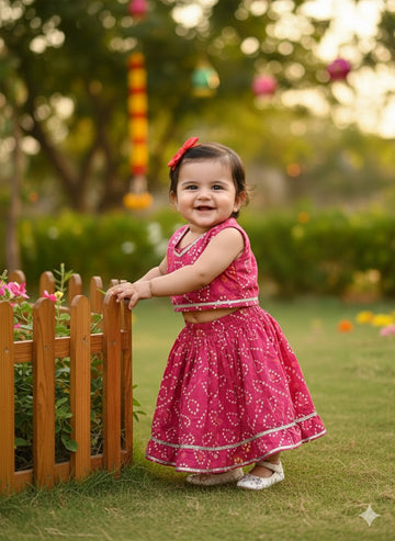 Infant Girls Lehenga Set rani pink