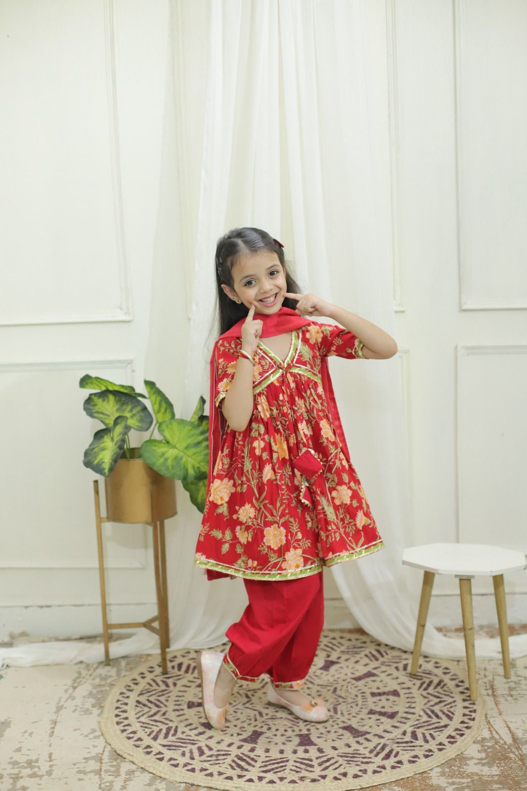 Bodhi Red Alia cut top with Afghani pants