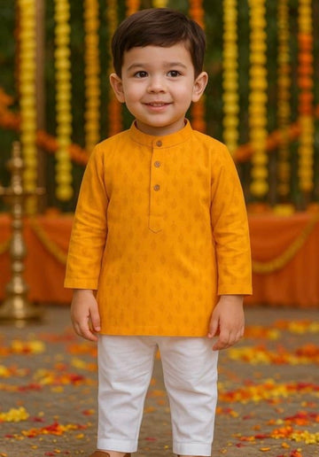 Infant festive boys kurta pajama set- yellow