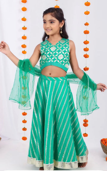 Tyoohar Girls sea green lehenga choli set