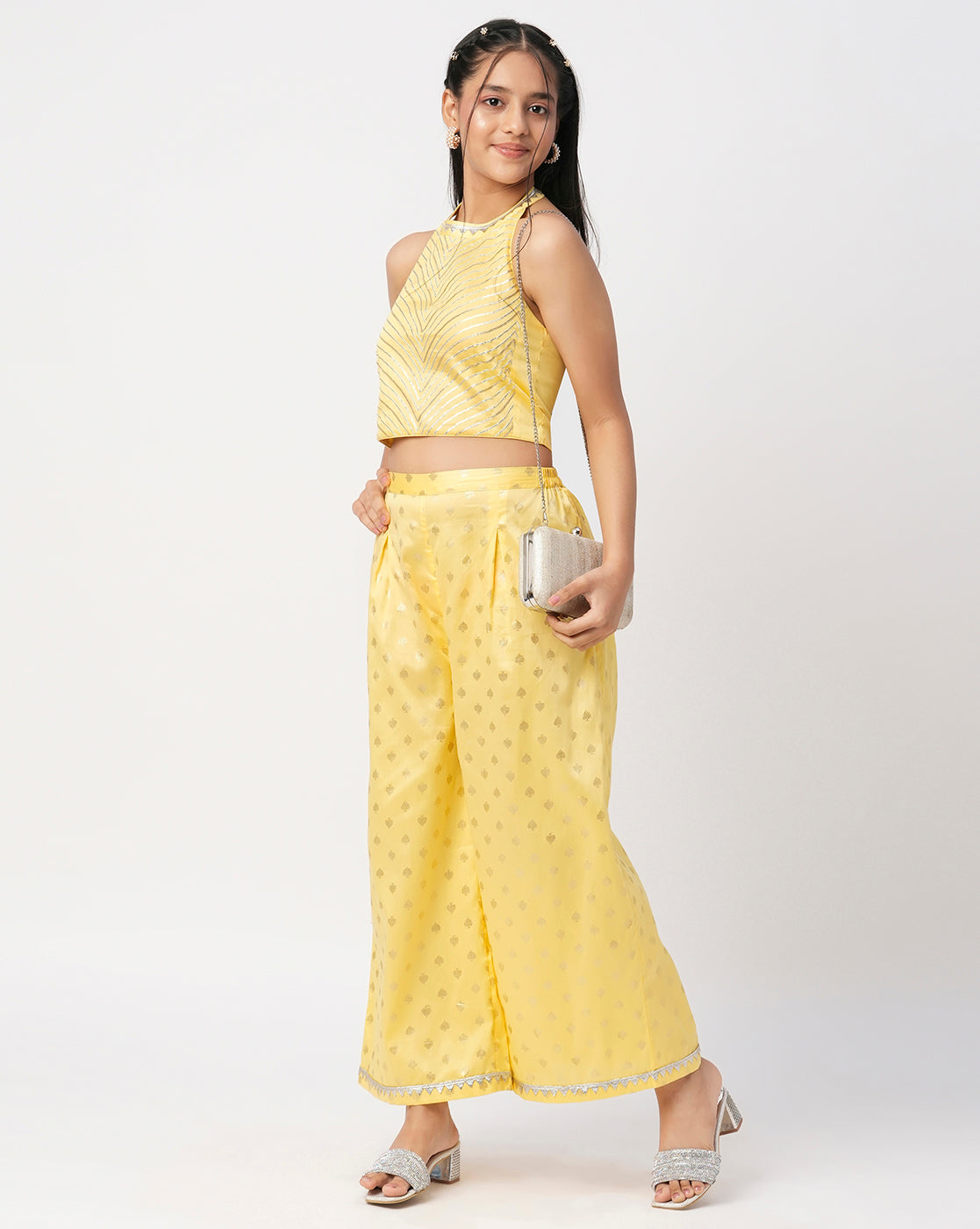 Mehfil yellow Co-ordinate set for Girls