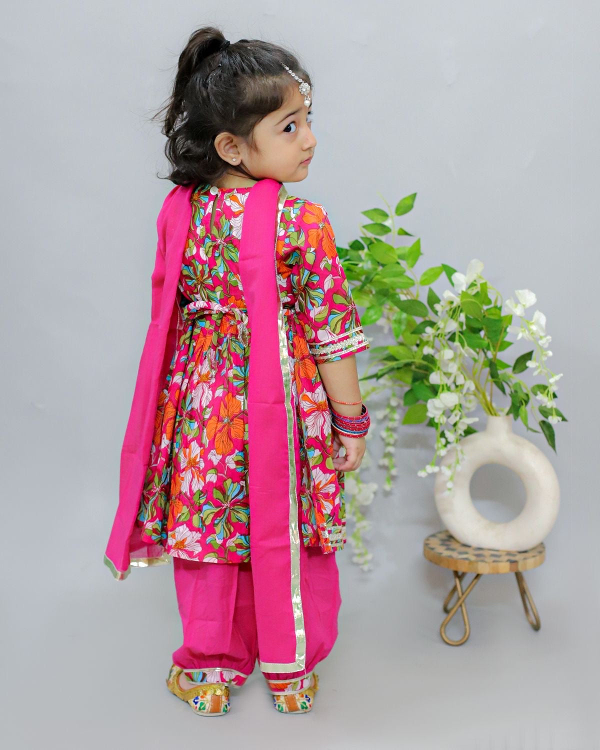 Bodhi Pink Alia cut flower printed top with afgani pants set