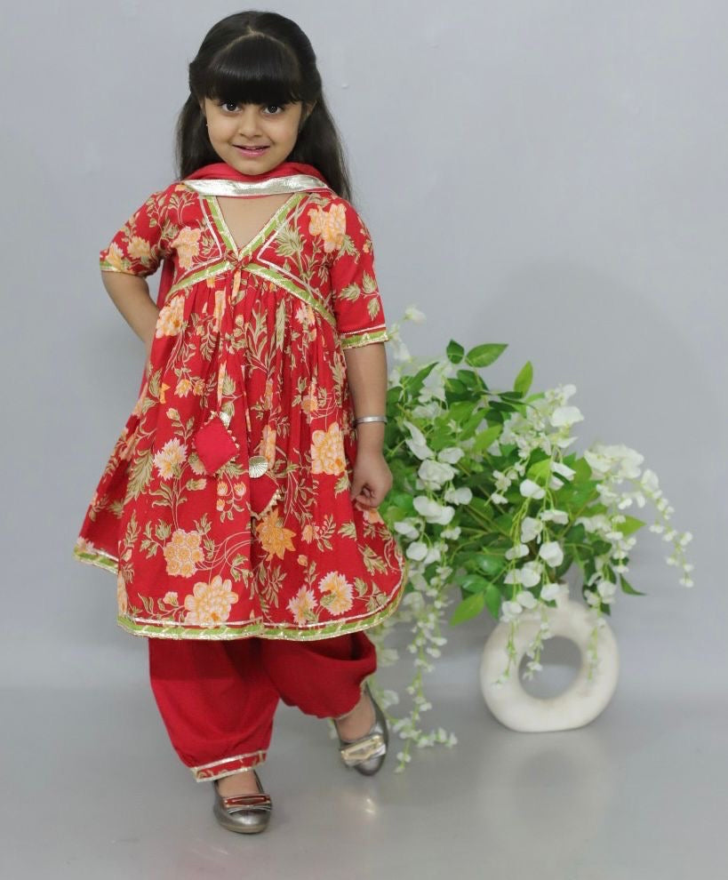 Bodhi Red Alia cut top with Afghani pants