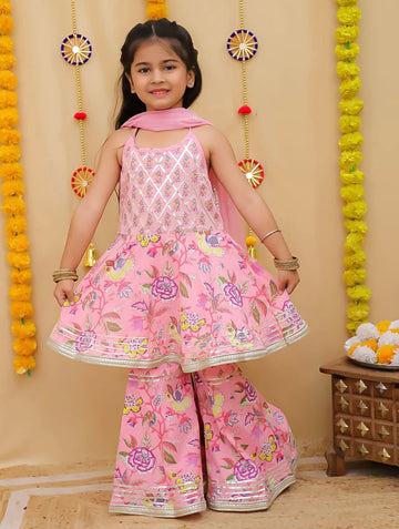 Baby pink glam Sharara set