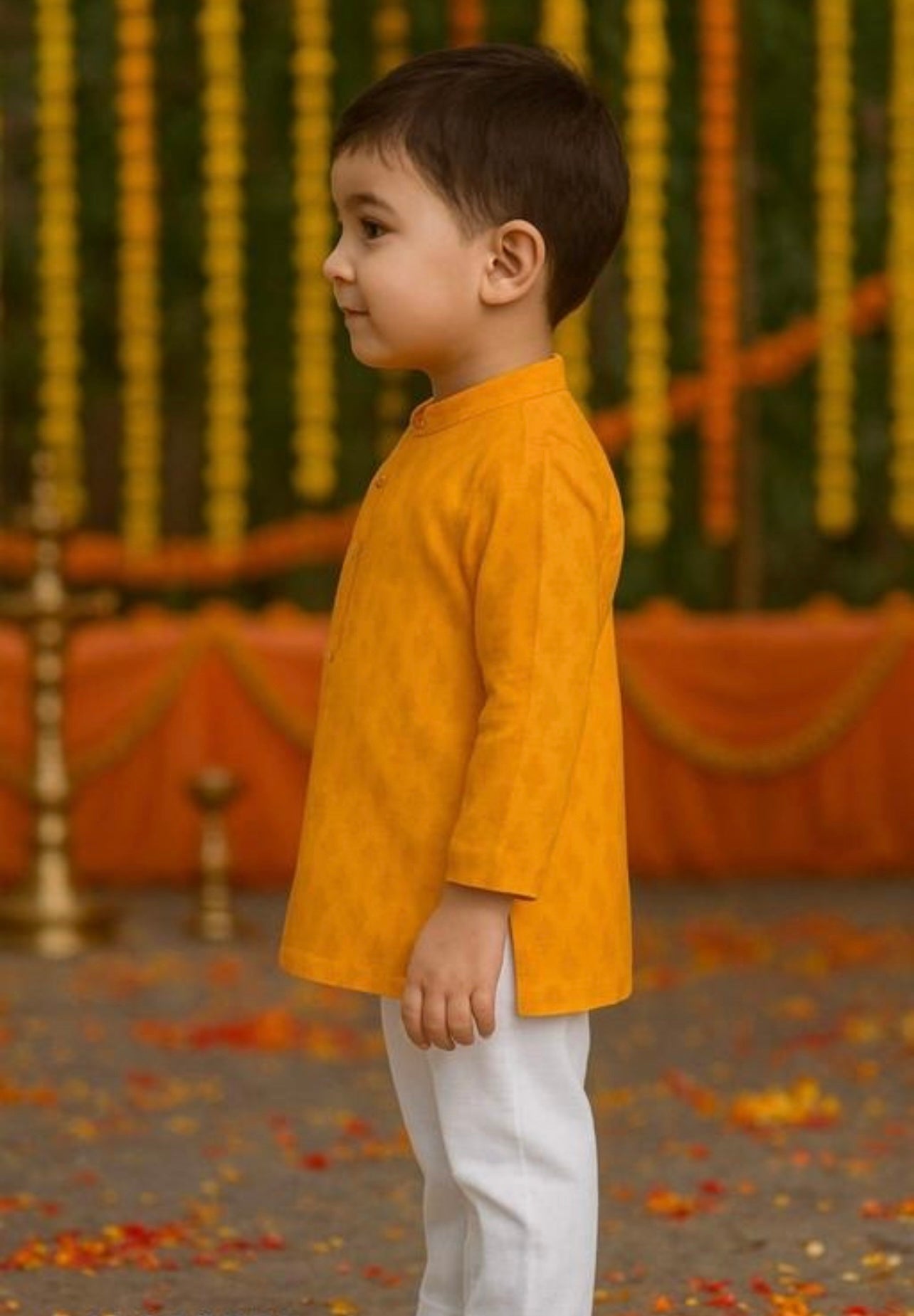 Infant festive boys kurta pajama set- yellow