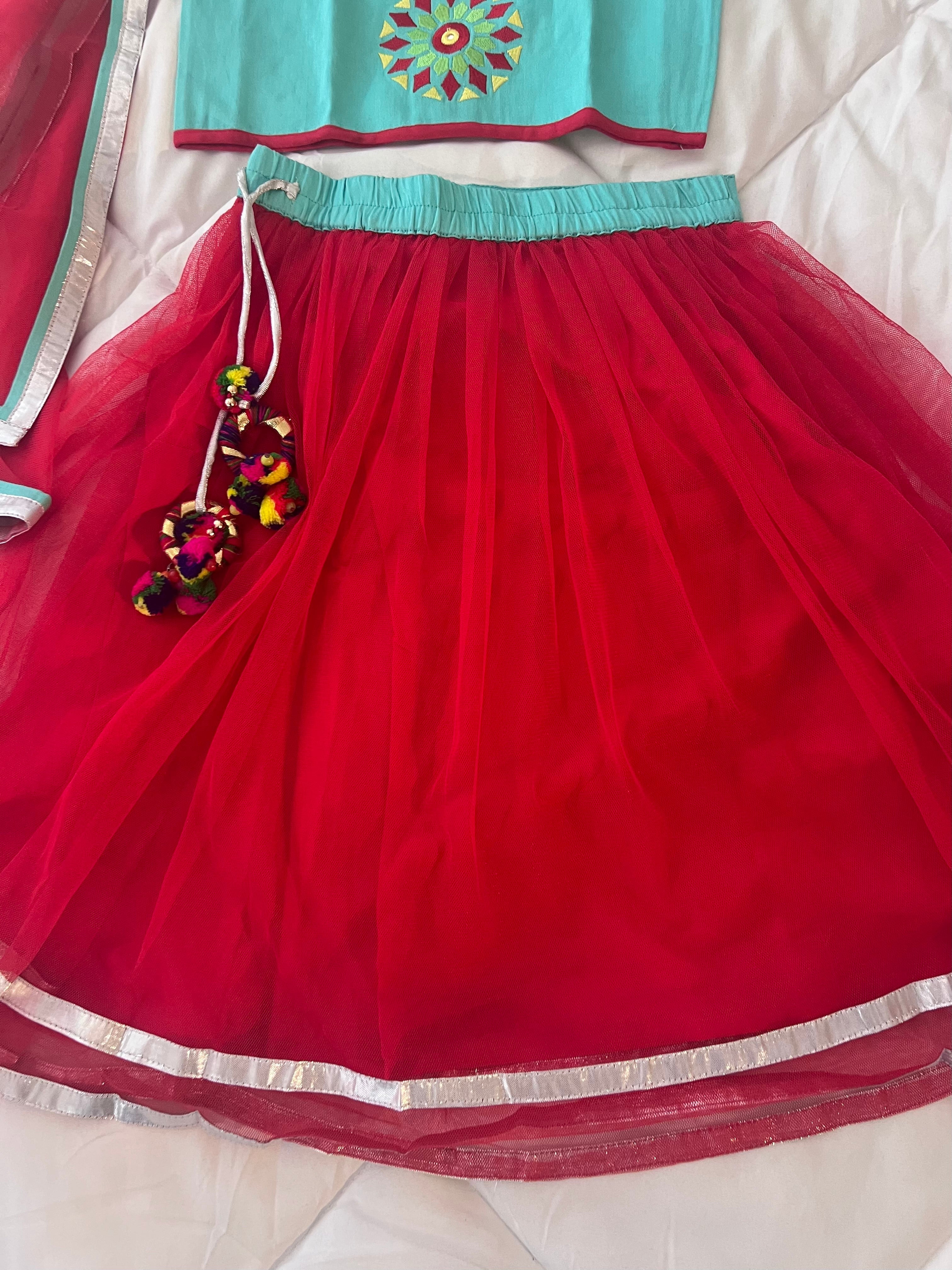 Kapasii (Premium) Princess Tuk lehenga set with dupatta -Red