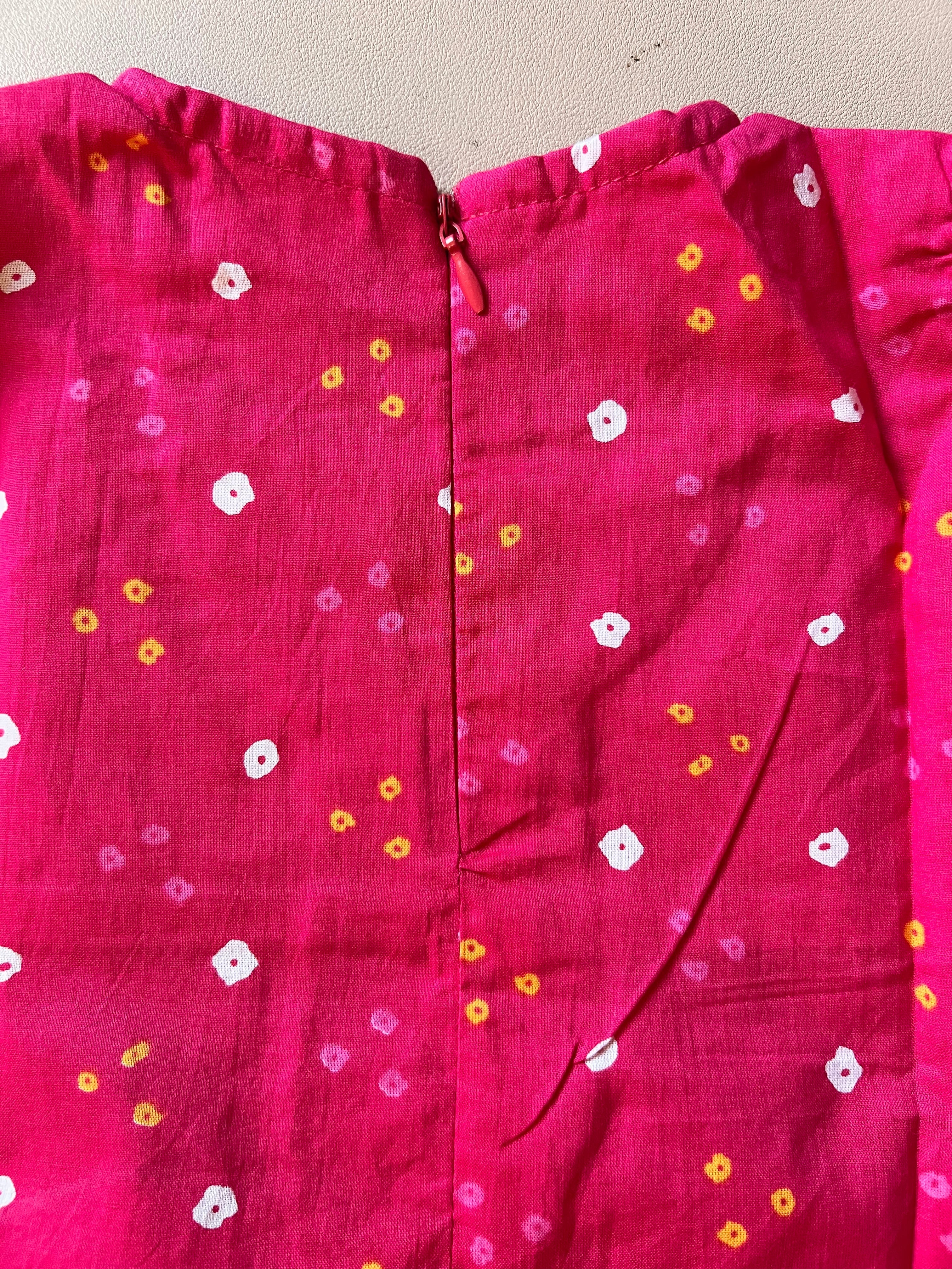 Ethnic frock - pink bandhni