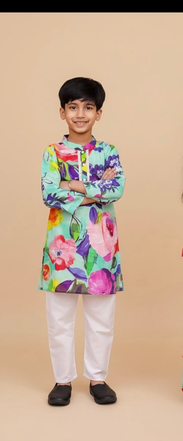 Boys multicolour digital print kurta pajama set