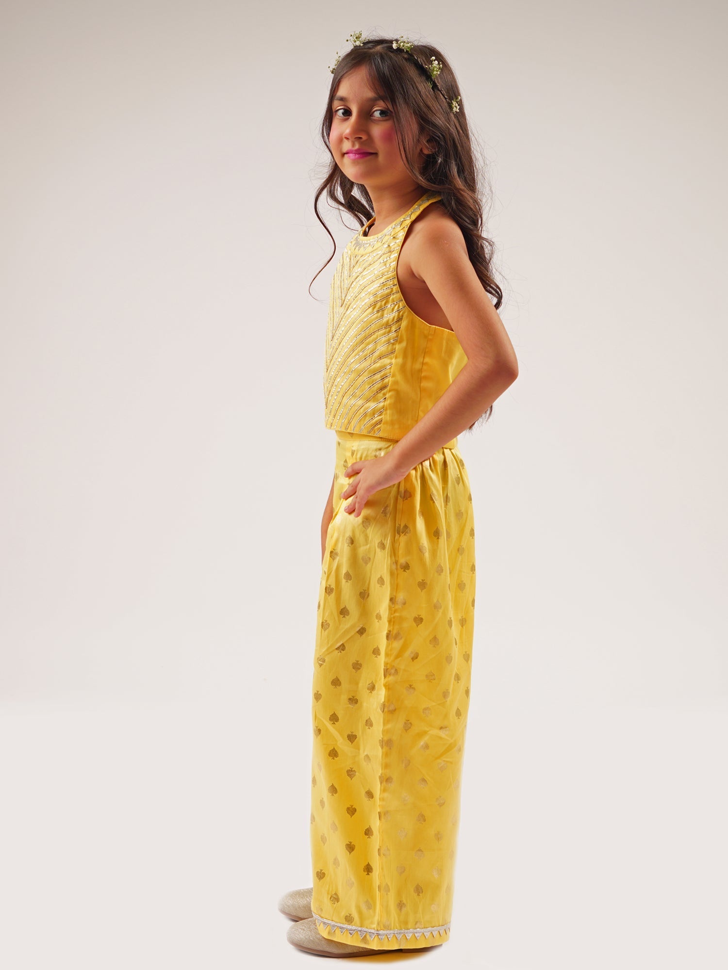 Mehfil yellow Co-ordinate set for Girls