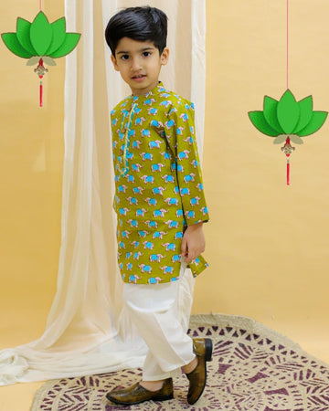 Bodhi Printed Kurta pajama set green