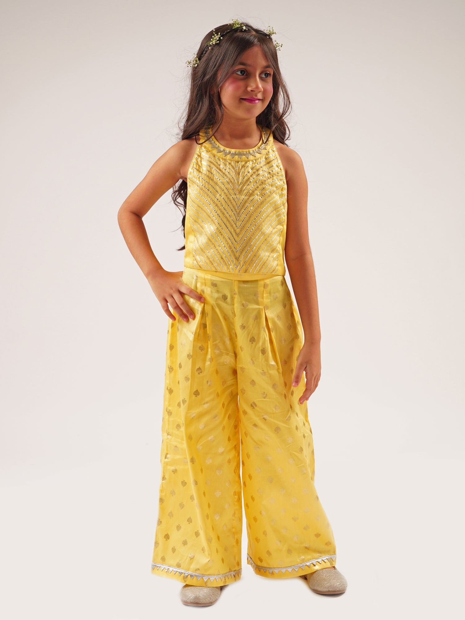 Mehfil yellow Co-ordinate set for Girls