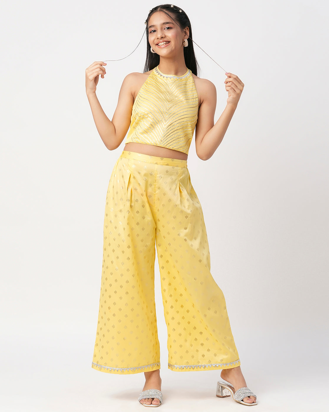Mehfil yellow Co-ordinate set for Girls