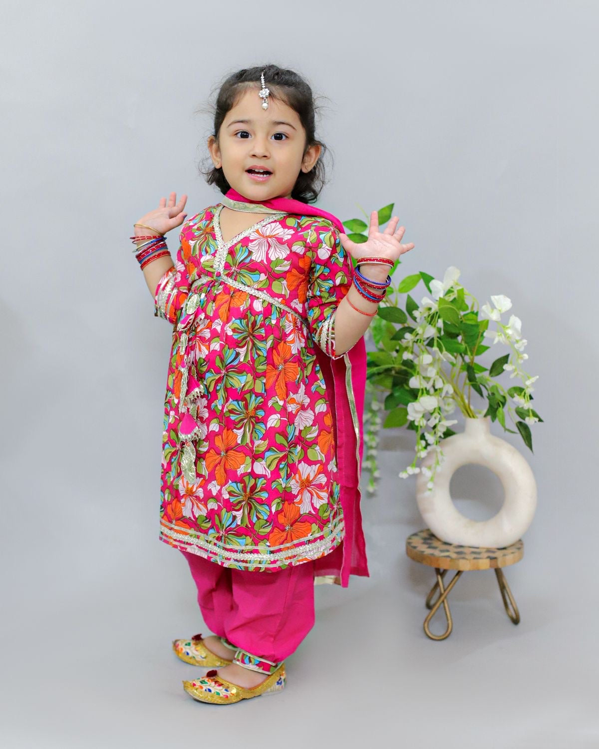 Bodhi Pink Alia cut flower printed top with afgani pants set