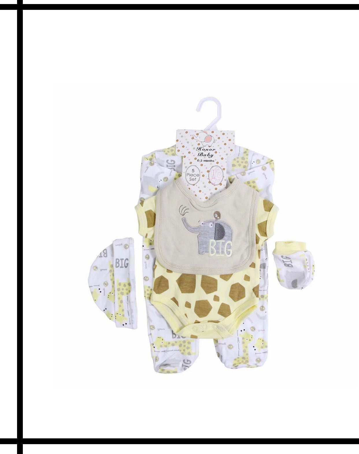 Big the giraffe  - 5pc Organic Newborn Baby Set