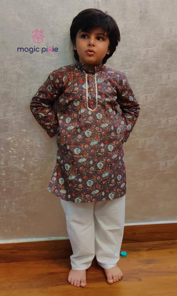 Deep grey kurta pajama set