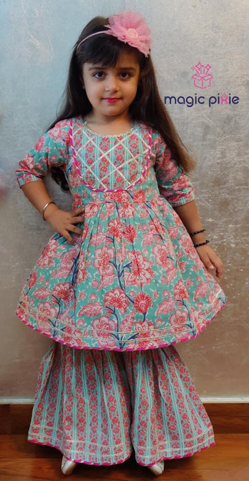 Designer Baby Blue Sharara Set