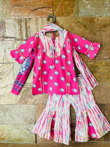 Uttara Pink kurta sharara set _(12mo-7years)