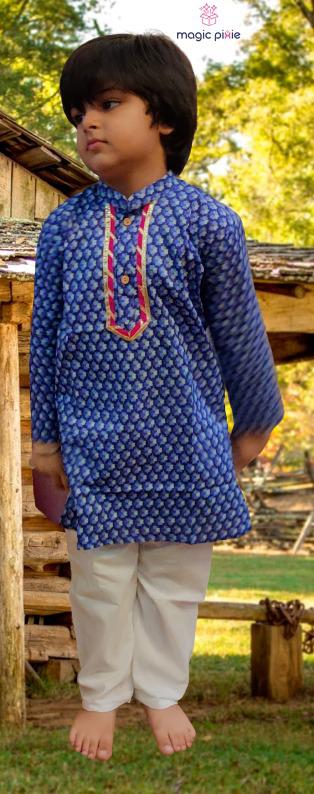 Festive Fusion Deep Blue Kurta Pajama Set