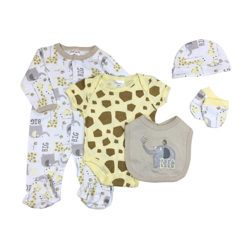 Big the giraffe  - 5pc Organic Newborn Baby Set