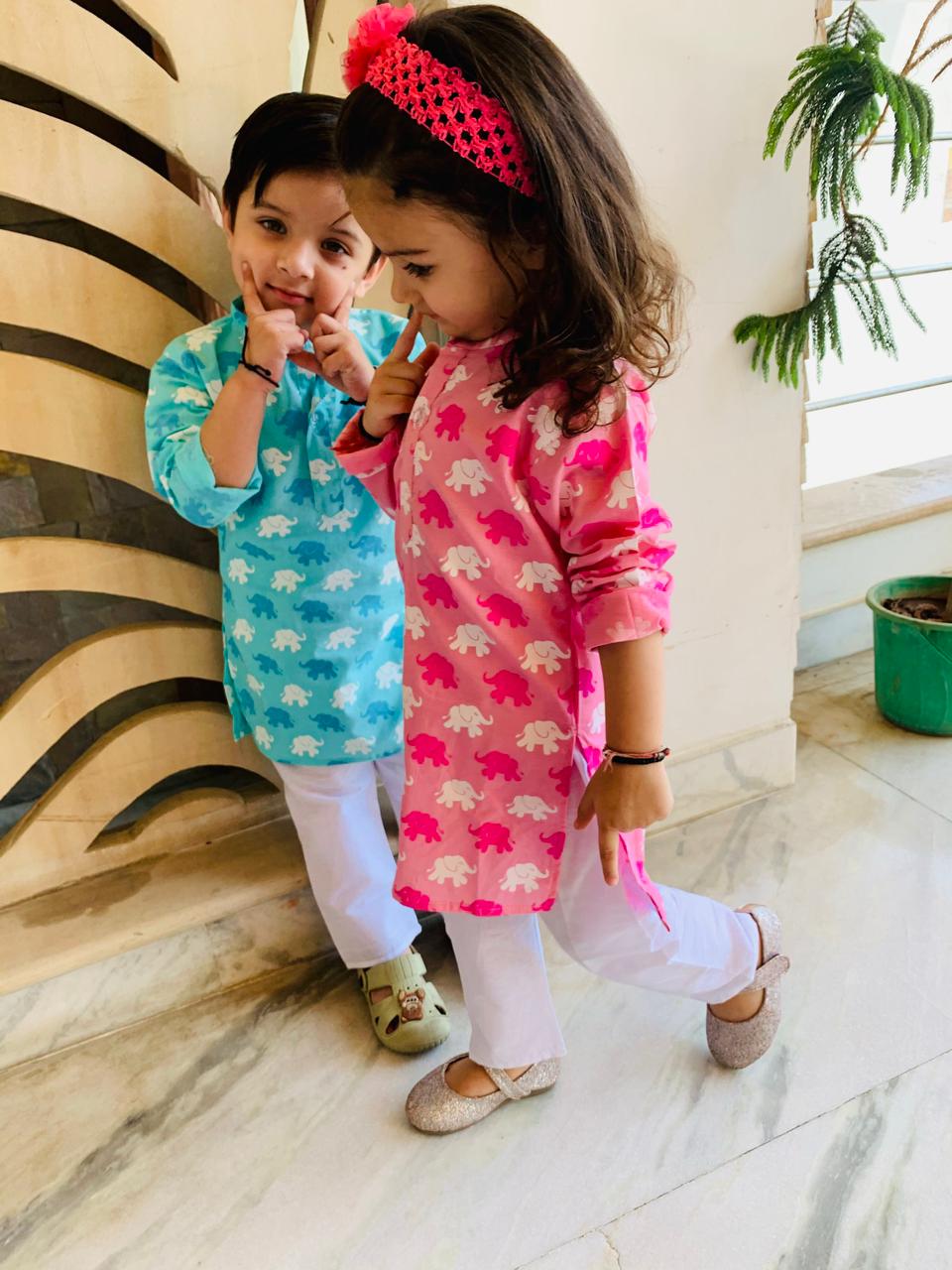 Indie fashion Cherry Blossom kurta pajama Set for boys and  girls (6months-7years)