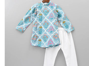 Band Gala Kurta Pajama Set - Blue (6months-14 Yearsears)