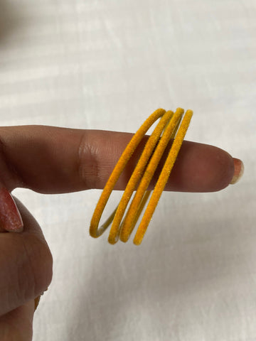 Brass bangles with velvet coating- yellow