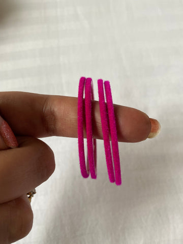 Brass bangles with velvet coating- pink