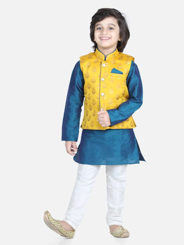 Shubh yellow kurta pajama jacket set (Kapasii Premium)