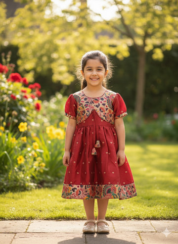 Royal paithani maroon frock