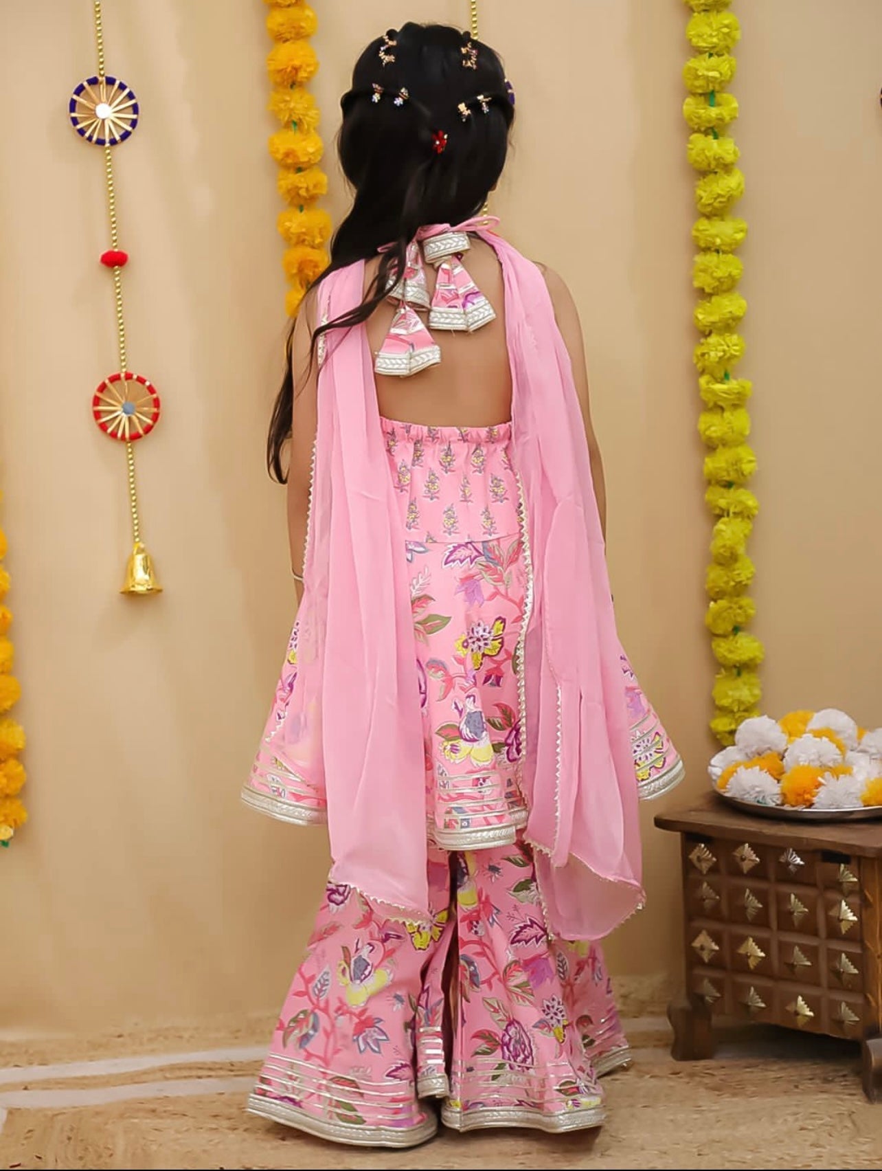 Baby pink glam Sharara set
