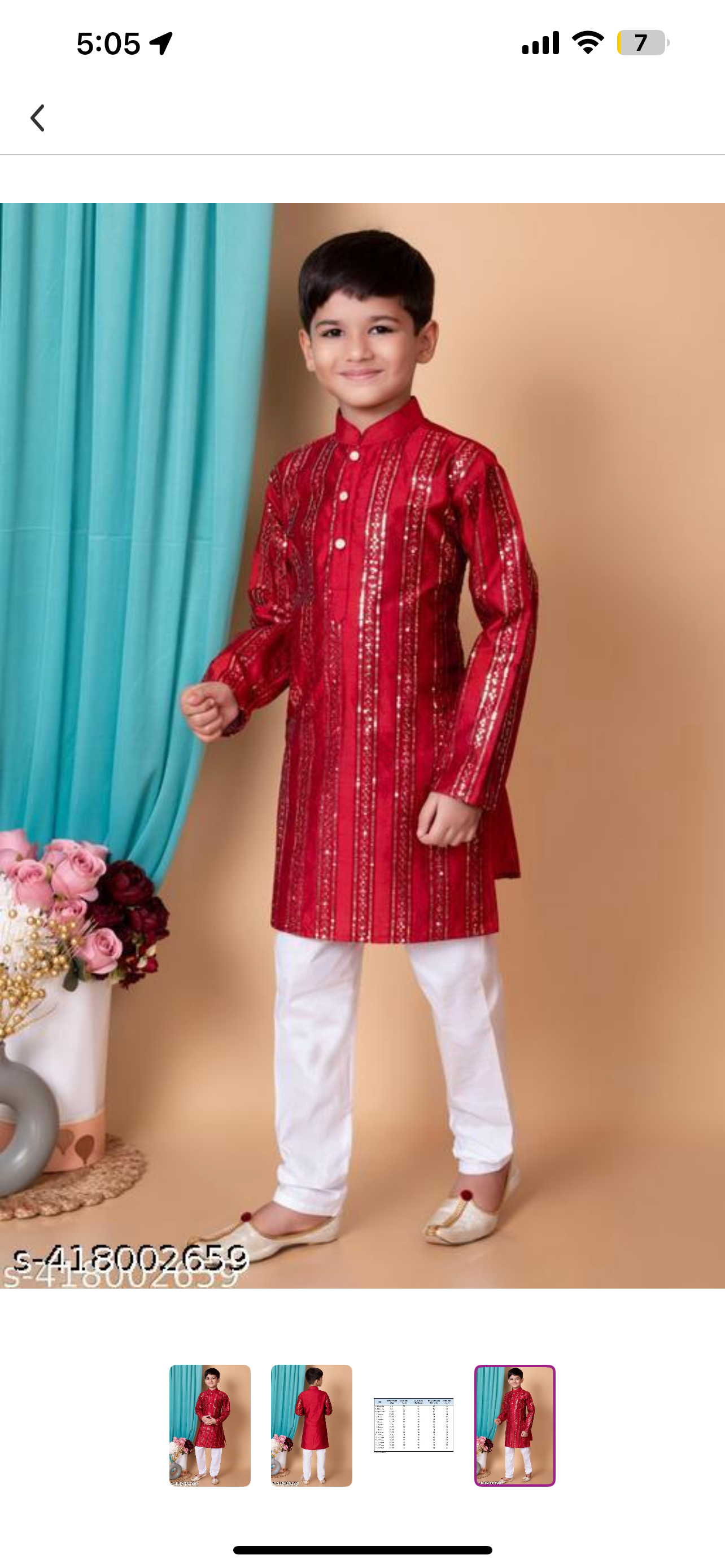 Red heavy embroidery and mirror work festive boys kurta pajama set