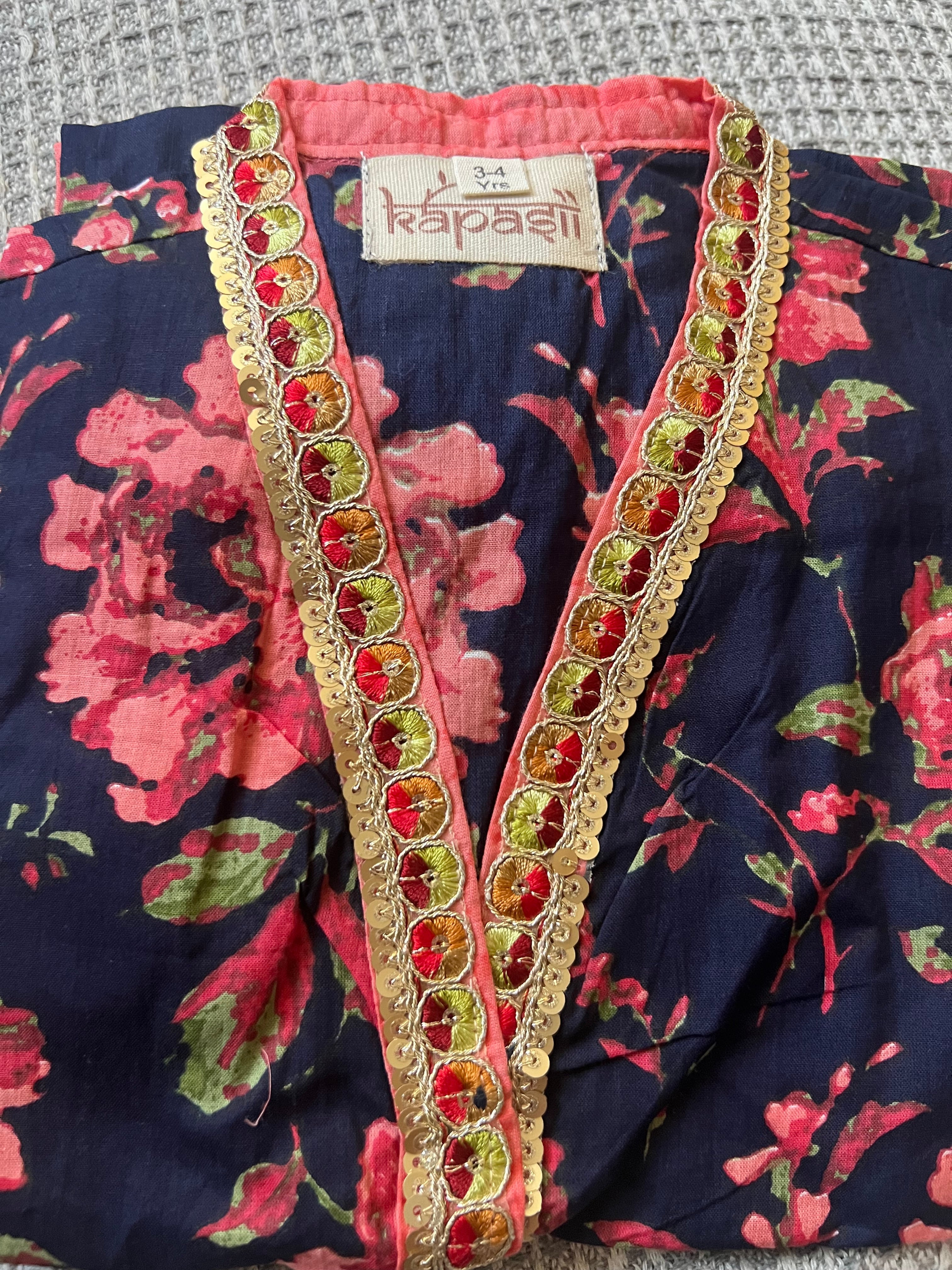 Kiara blue and peach set with dupatta