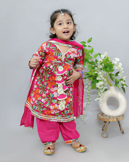 Bodhi Pink Alia cut flower printed top with afgani pants set