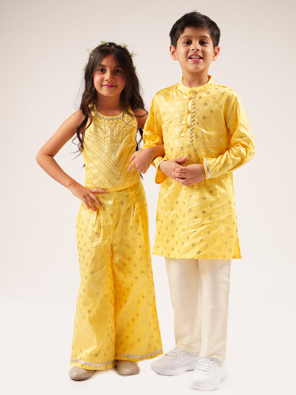 Mehfil yellow Girls Co-ordinate set for Girls