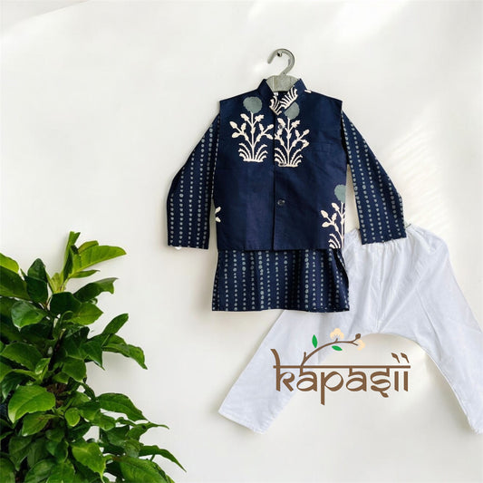 Utsav royal blue kurta pajama jacket set