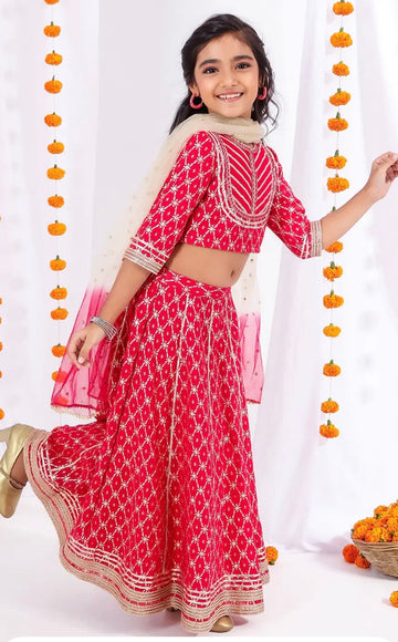 Tyoohar girls red lehenga choli set