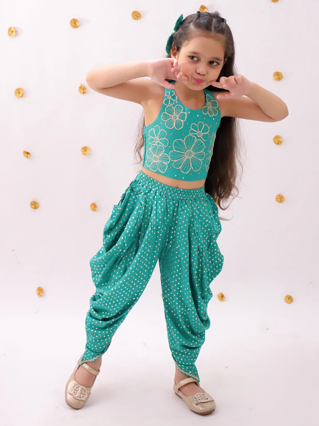 Mehfil sea green dhoti set