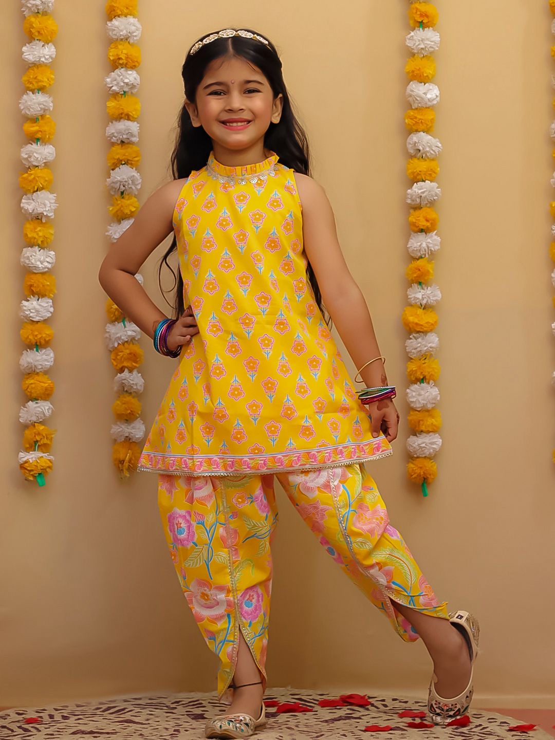 Inayat yellow dhoti sets girls