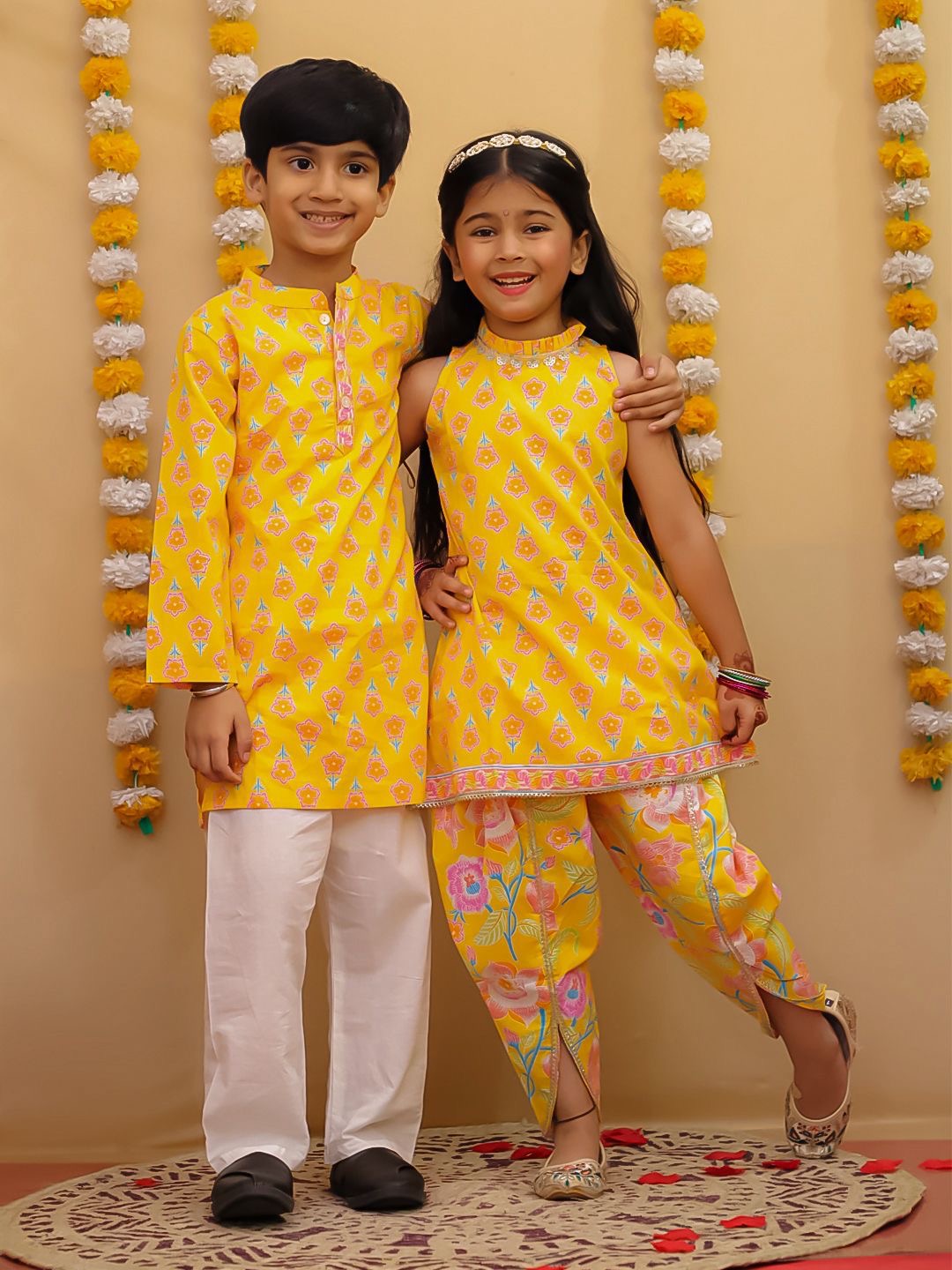 Inayat yellow dhoti sets girls