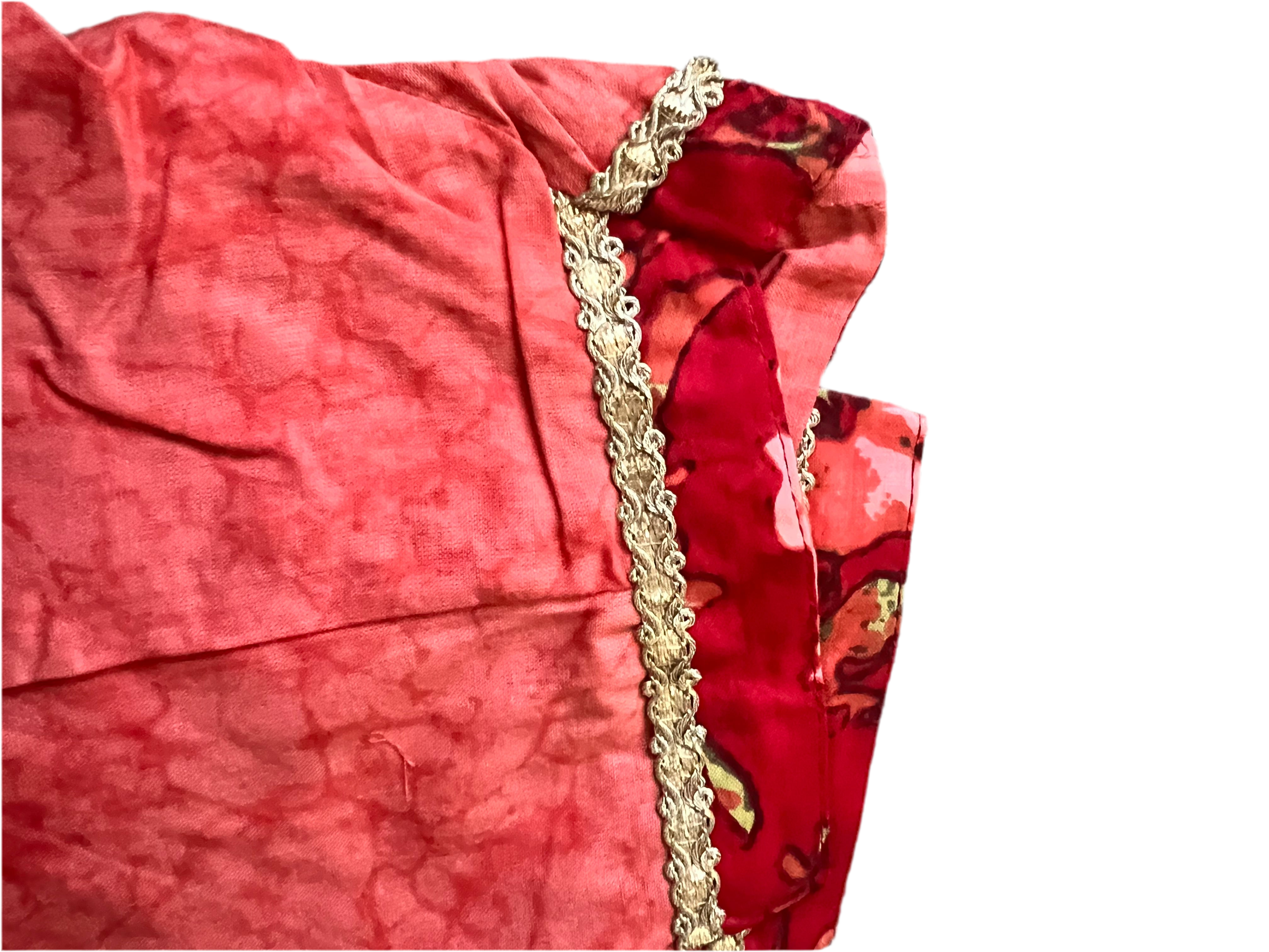 Kiara red and peach mulmul dupatta set