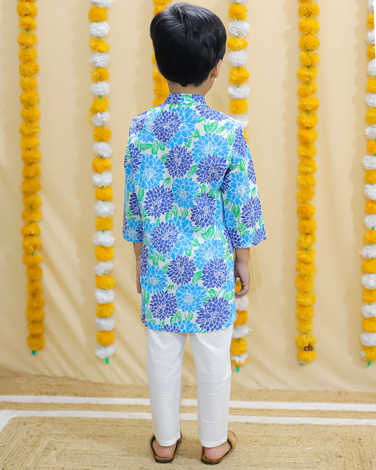 Arjun Boys blue printed kurta pajama set