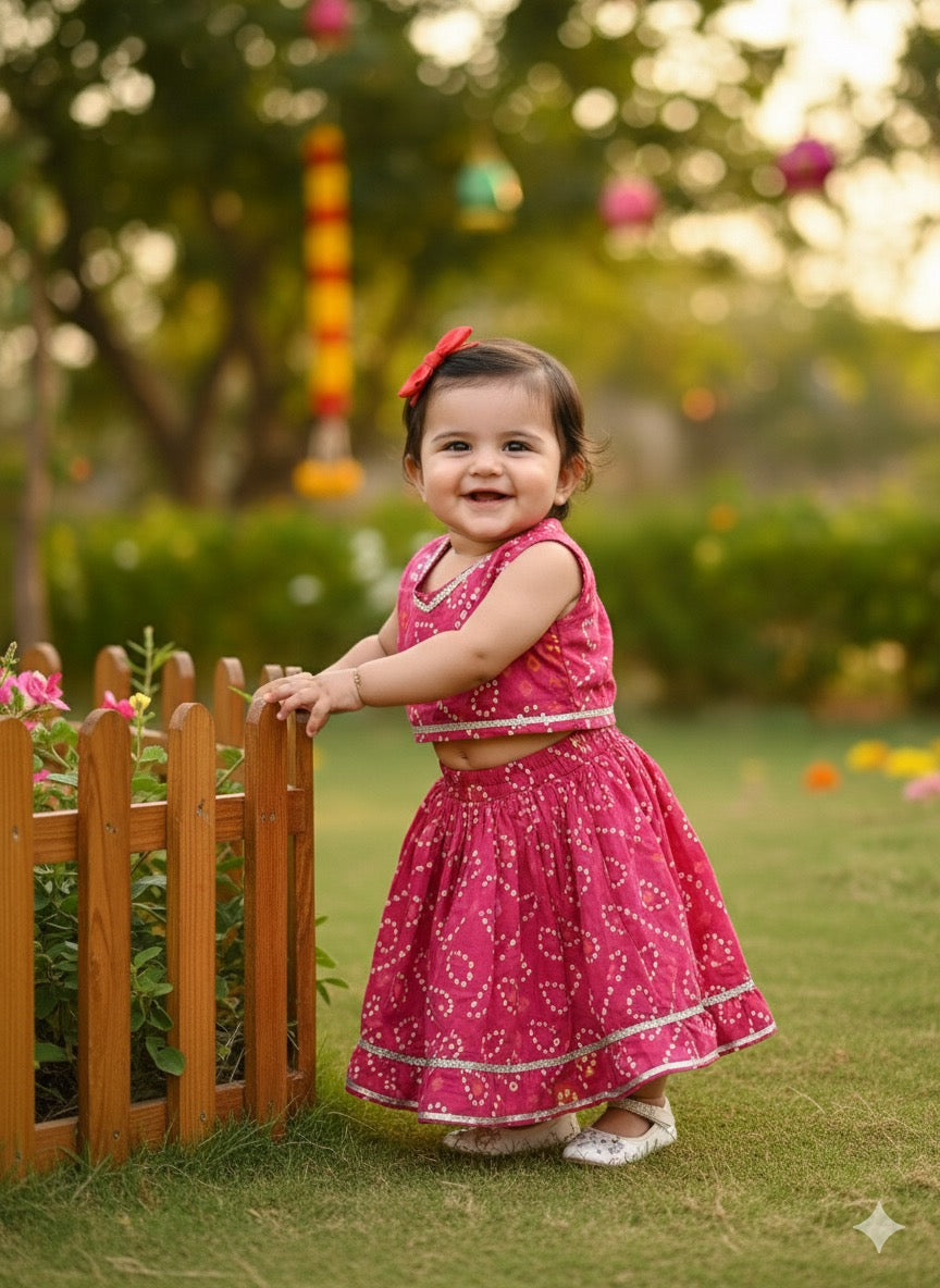 Infant Girls Lehenga Set rani pink