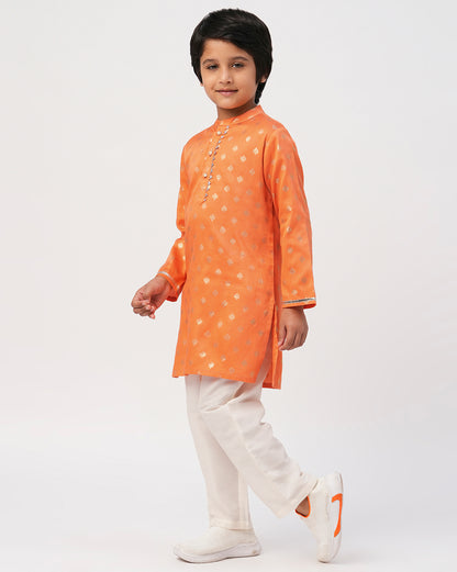 Mehfil Orange Kurta Pant set for Boys