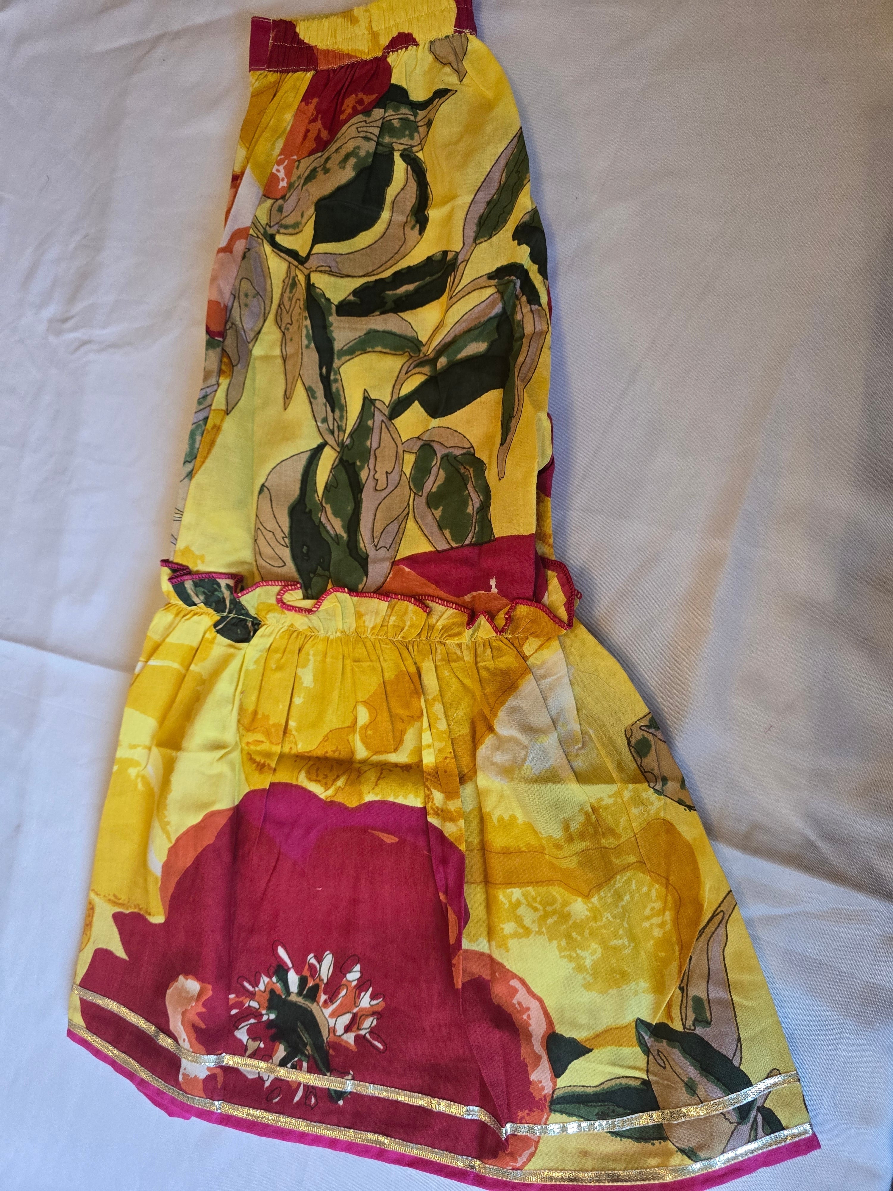 Bahar yellow floral Sharara  set
