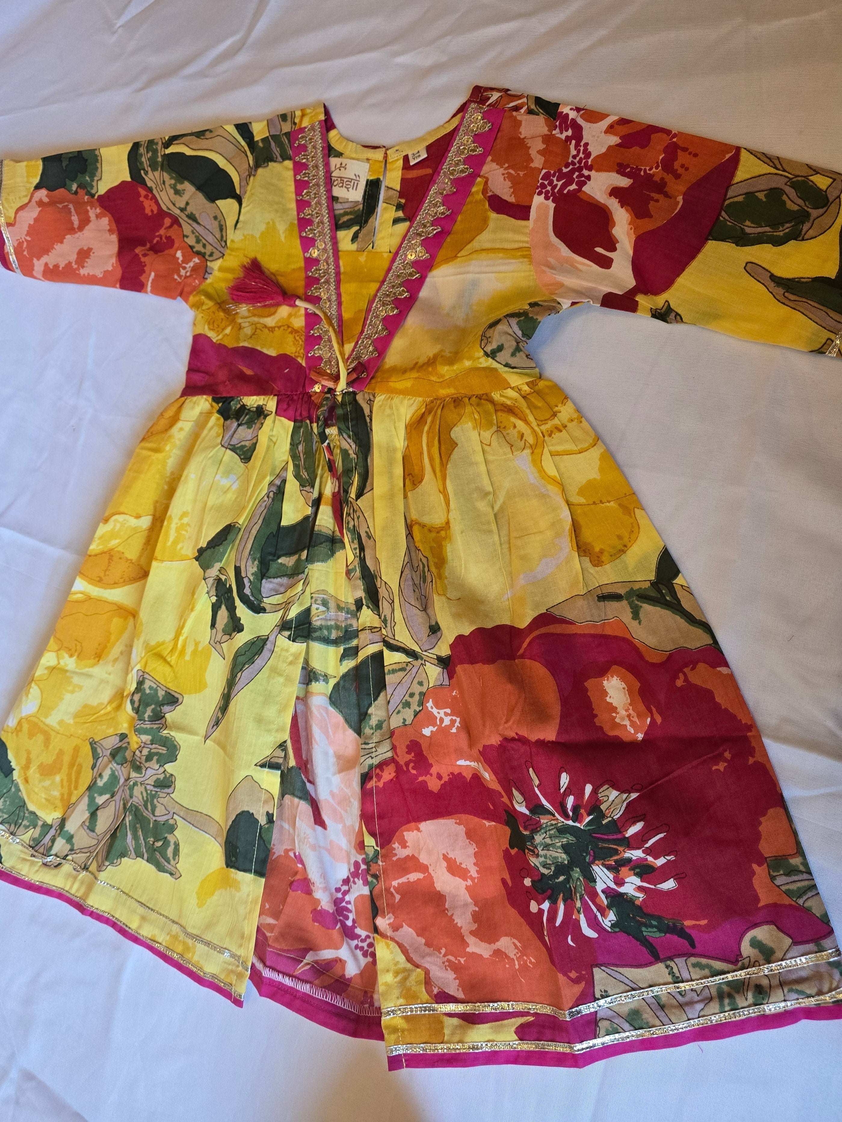 Bahar yellow floral Sharara  set