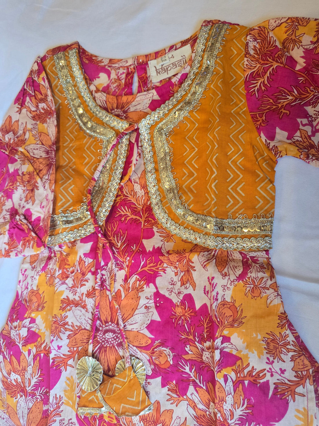 Bahar patiyala jacket kurti yellow